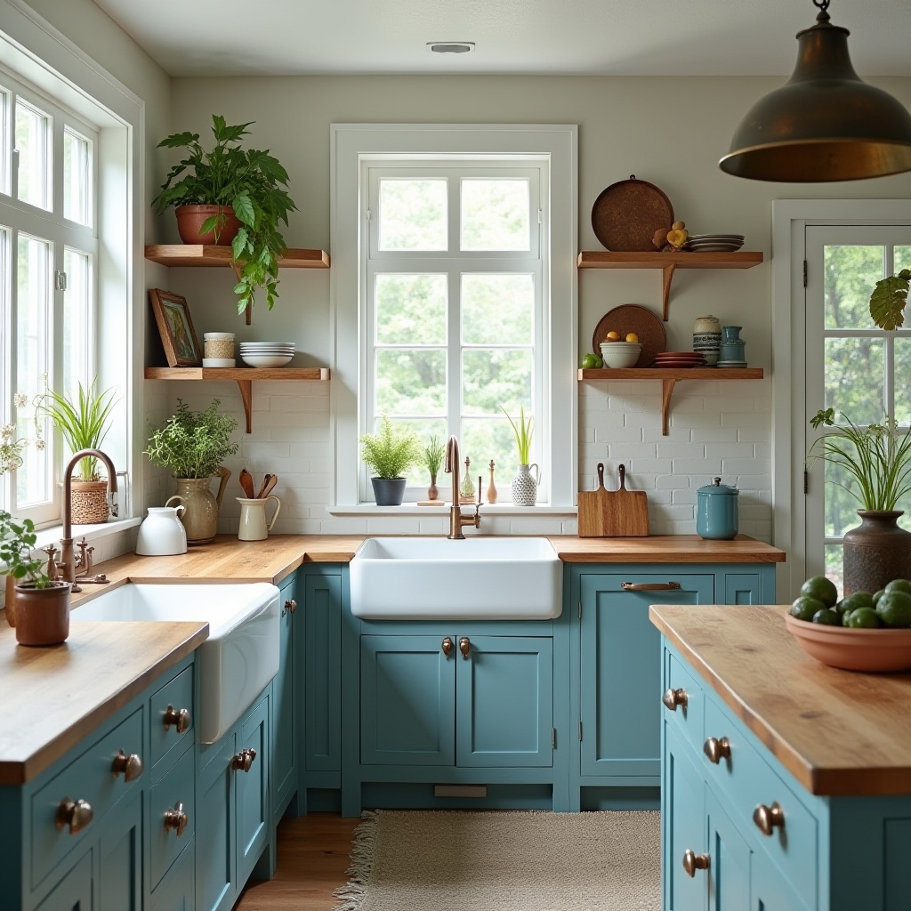 Teal blue kitchen 11