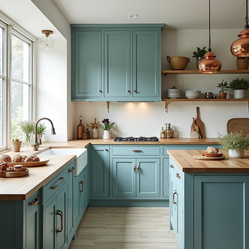 Teal blue kitchen 12