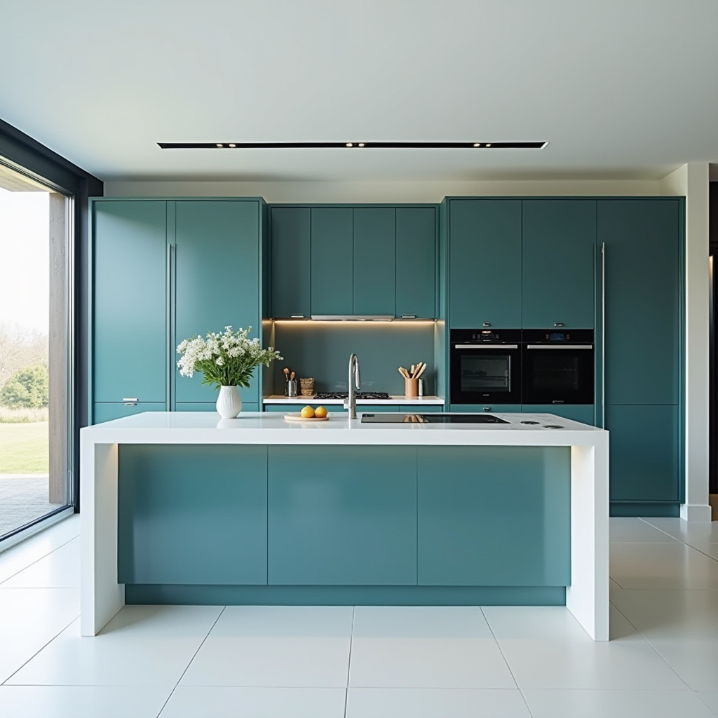 Teal blue kitchen 13