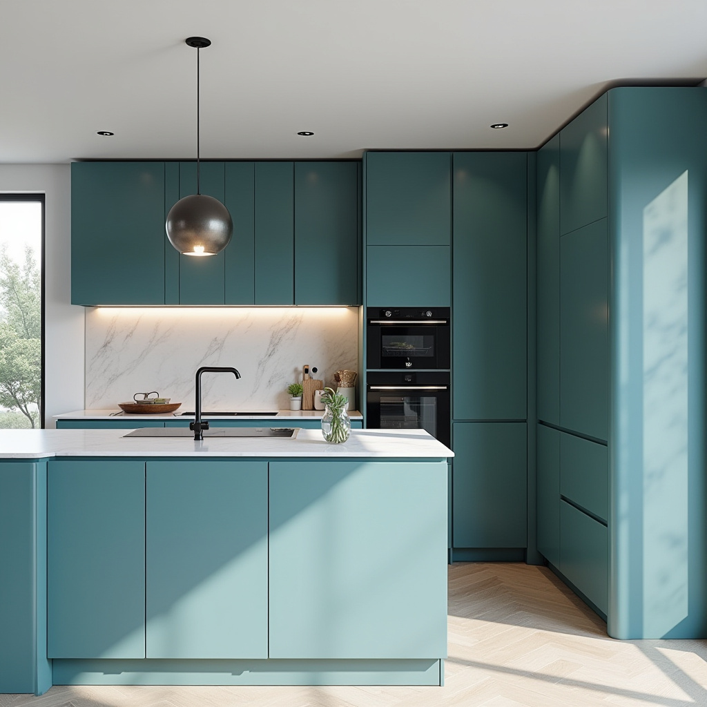 Teal blue kitchen 14
