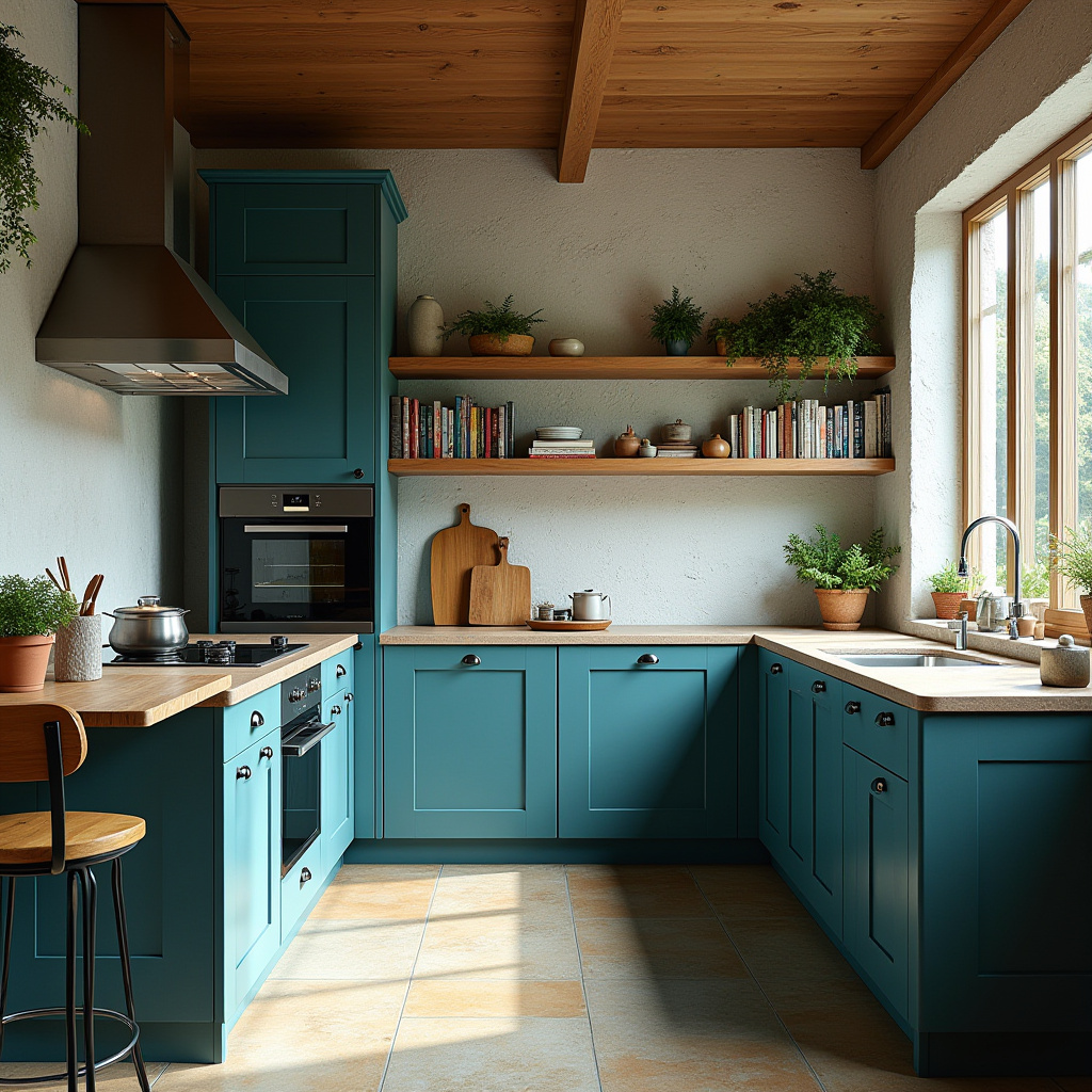 Teal blue kitchen 16