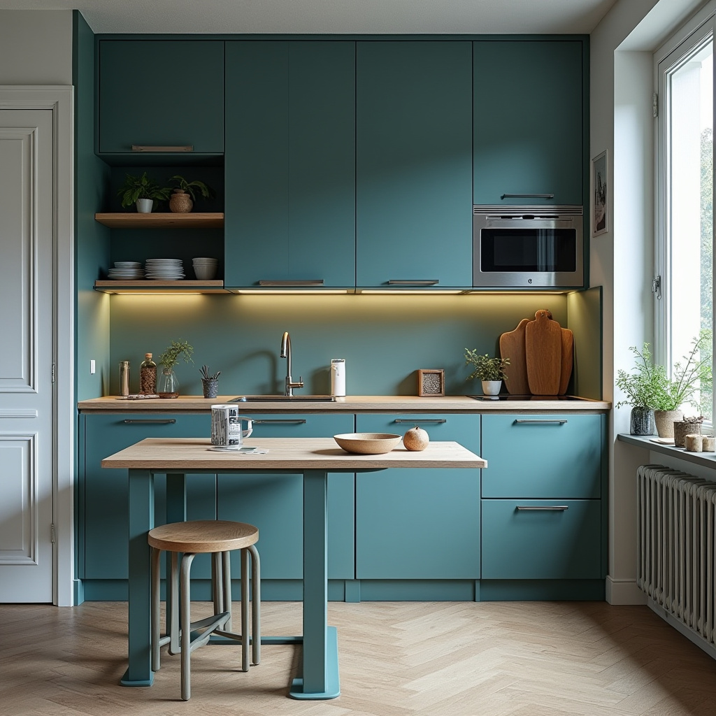 Teal blue kitchen 17