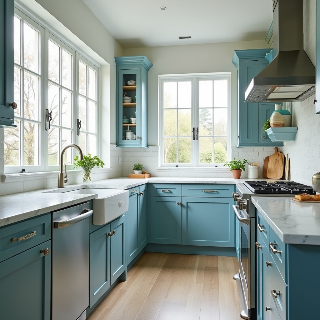Teal blue kitchen 29