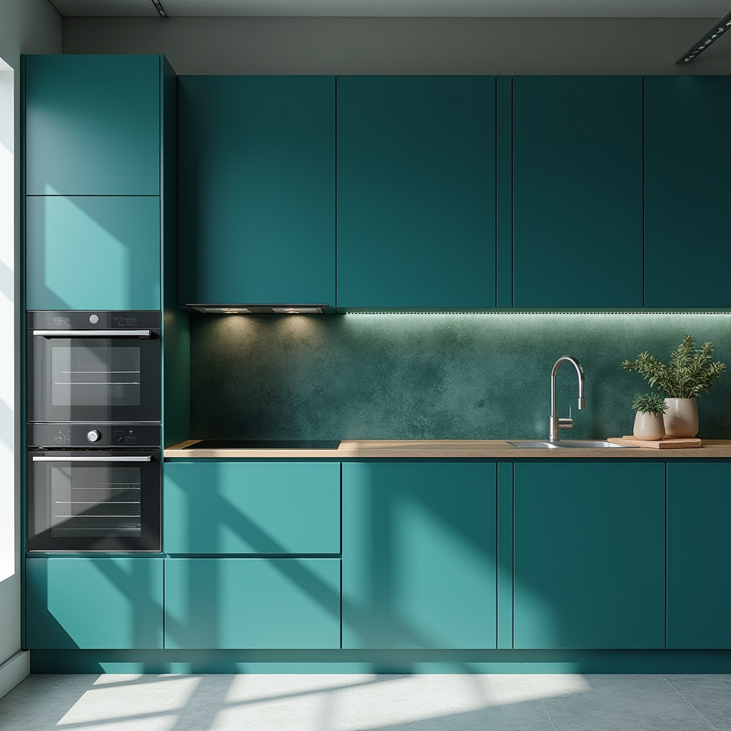 Teal blue kitchen 33