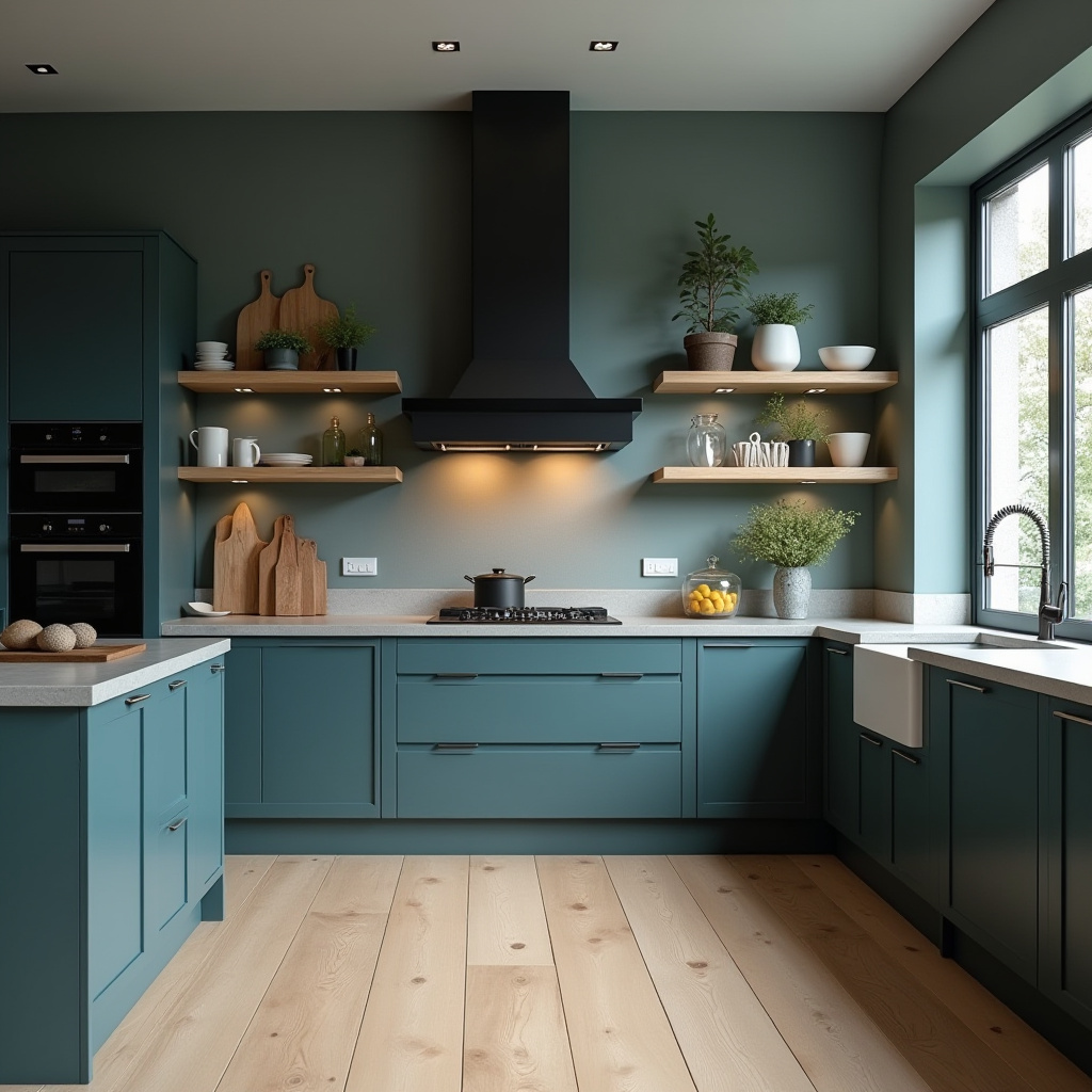 Teal blue kitchen 6