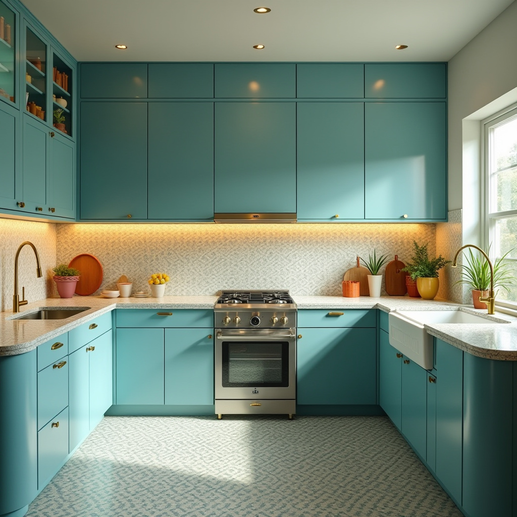 Teal blue kitchen 9