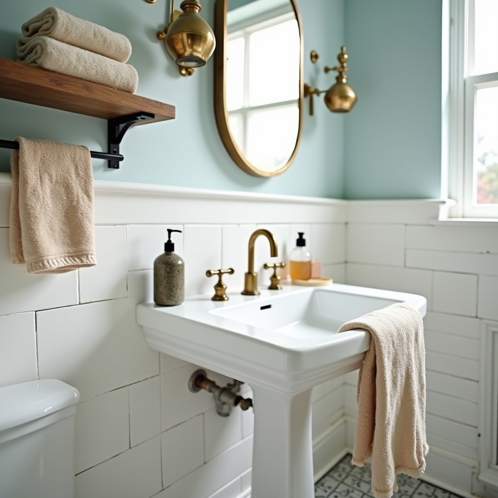 bathroom with light blue walls 10