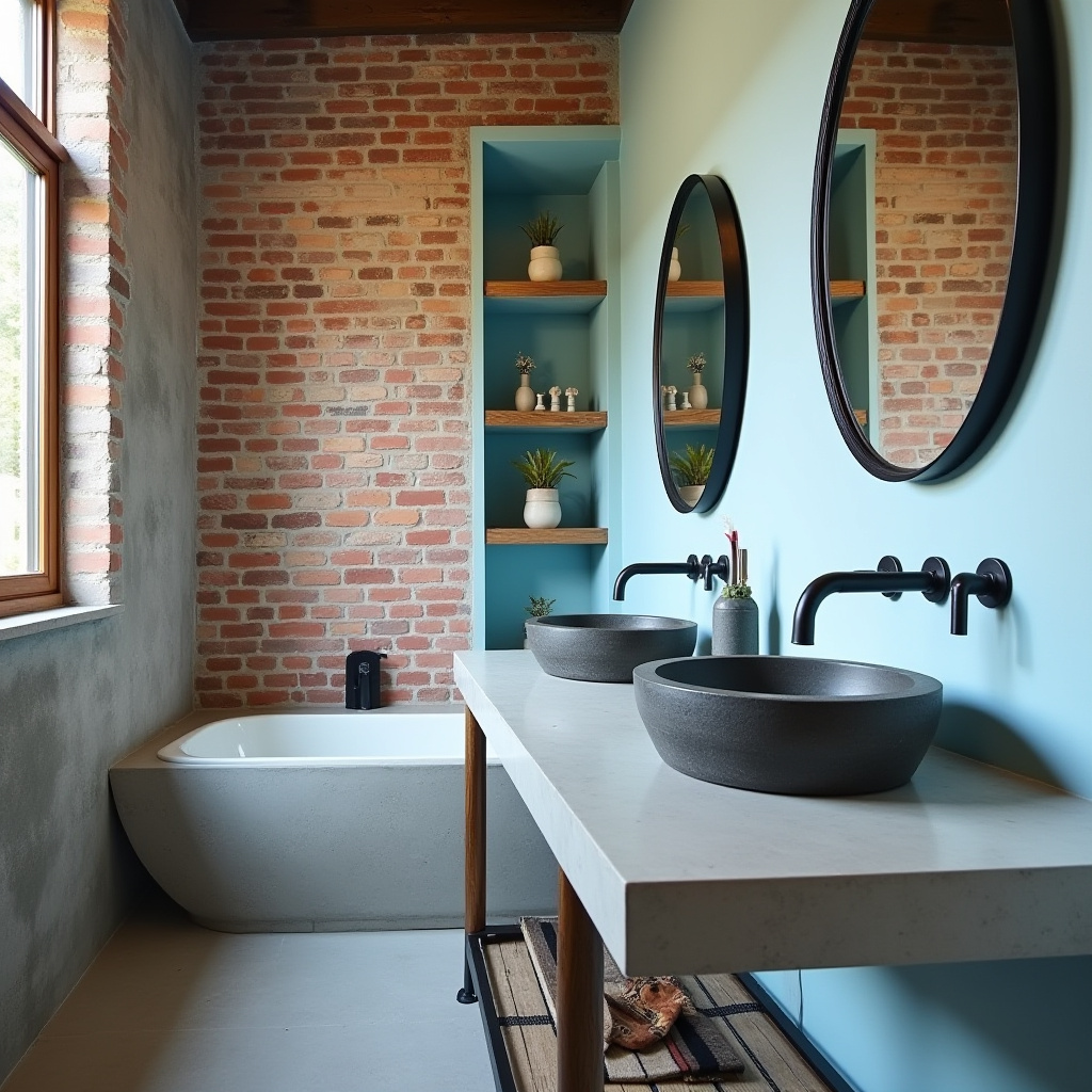bathroom with light blue walls 15