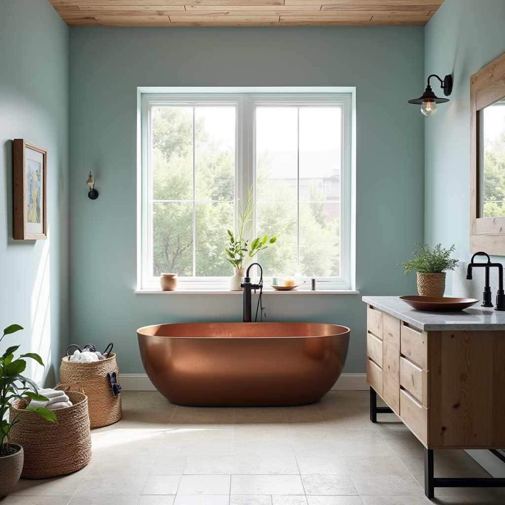 bathroom with light blue walls 21