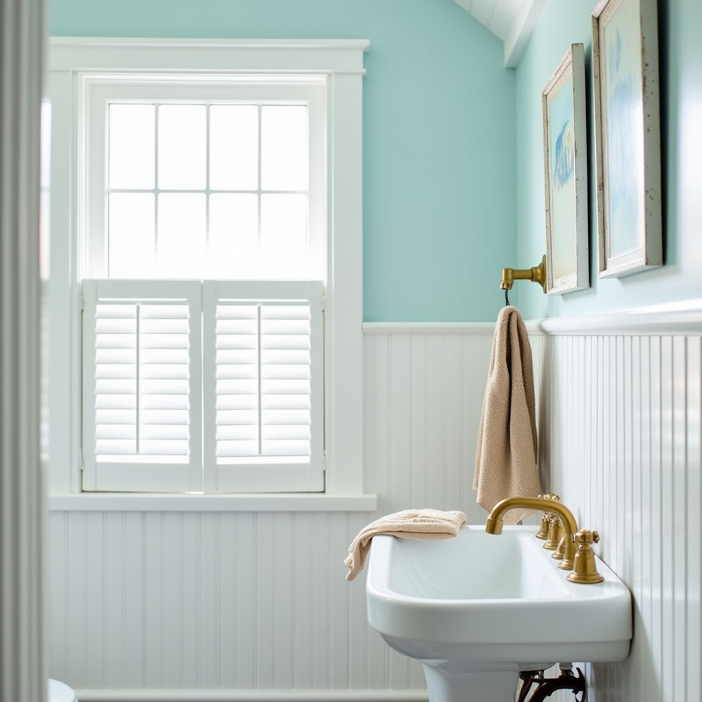 bathroom with light blue walls 38