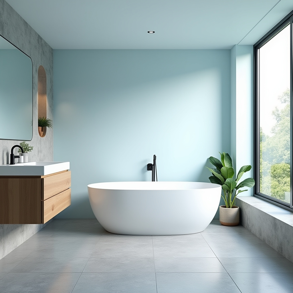 bathroom with light blue walls 39