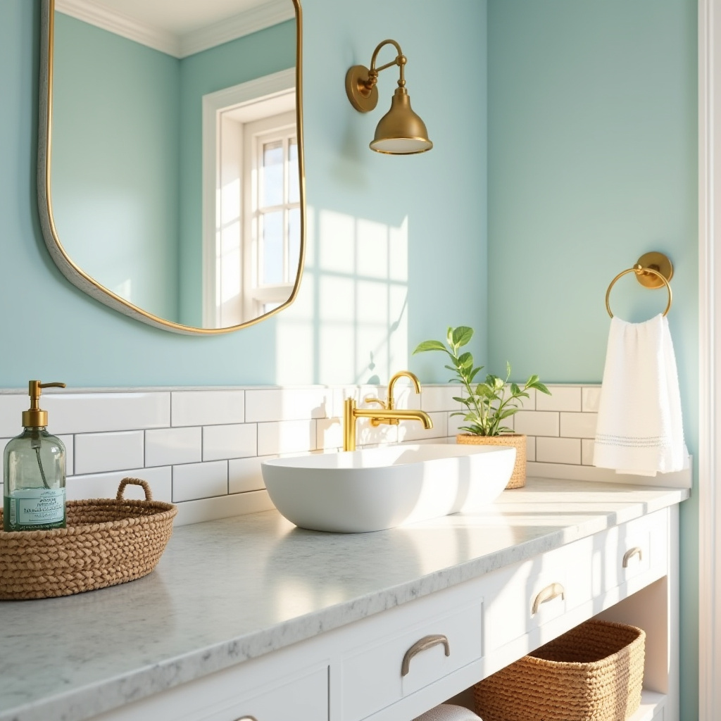 bathroom with light blue walls 4