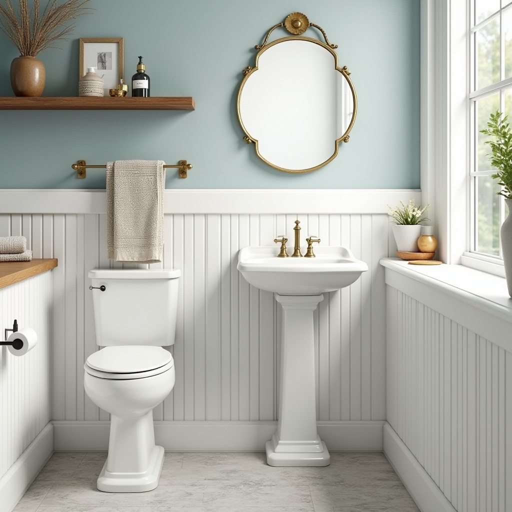 bathroom with light blue walls 9