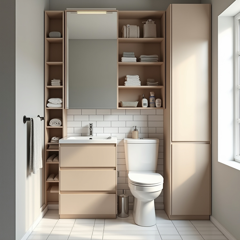 beige bathroom cabinets 27