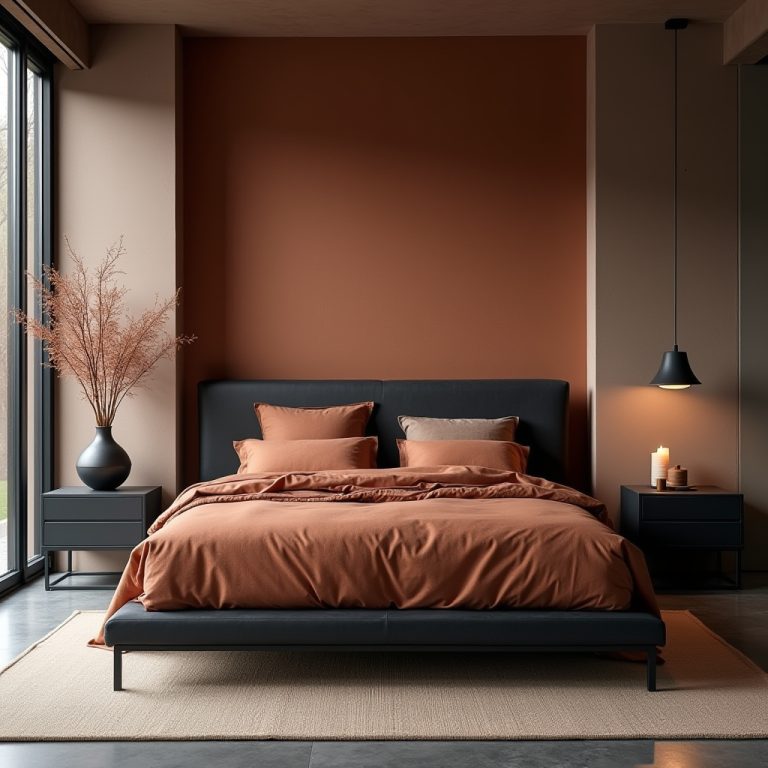 black and terracotta bedroom 1