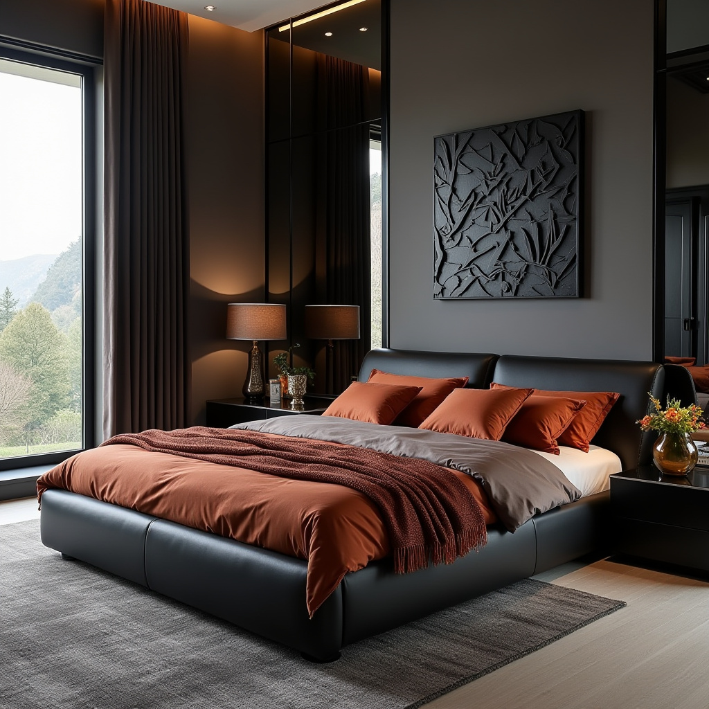 black and terracotta bedroom 13