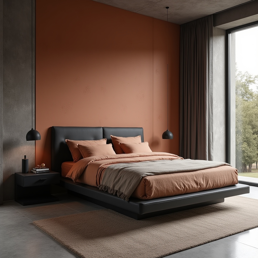 black and terracotta bedroom 2