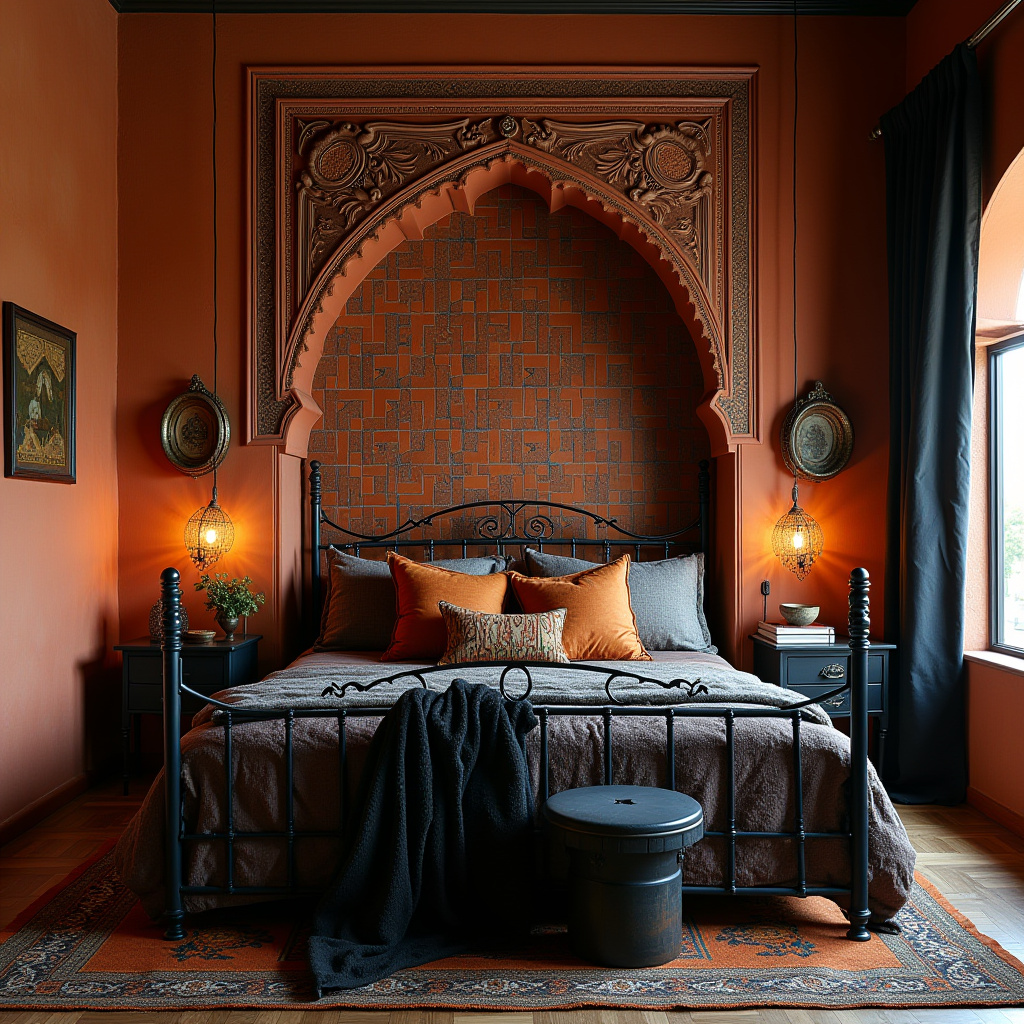 black and terracotta bedroom 21