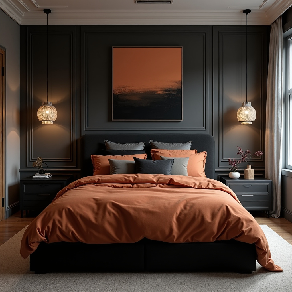 black and terracotta bedroom 25