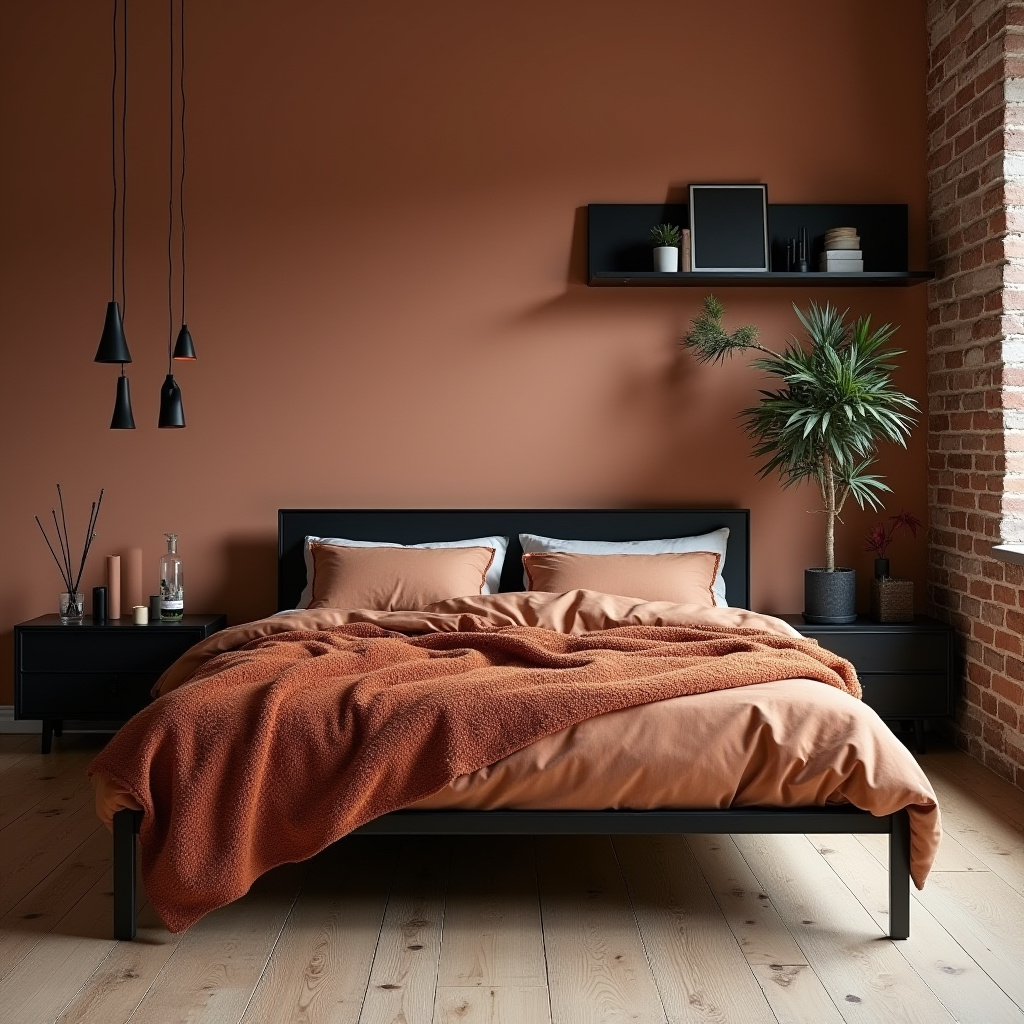 black and terracotta bedroom 3