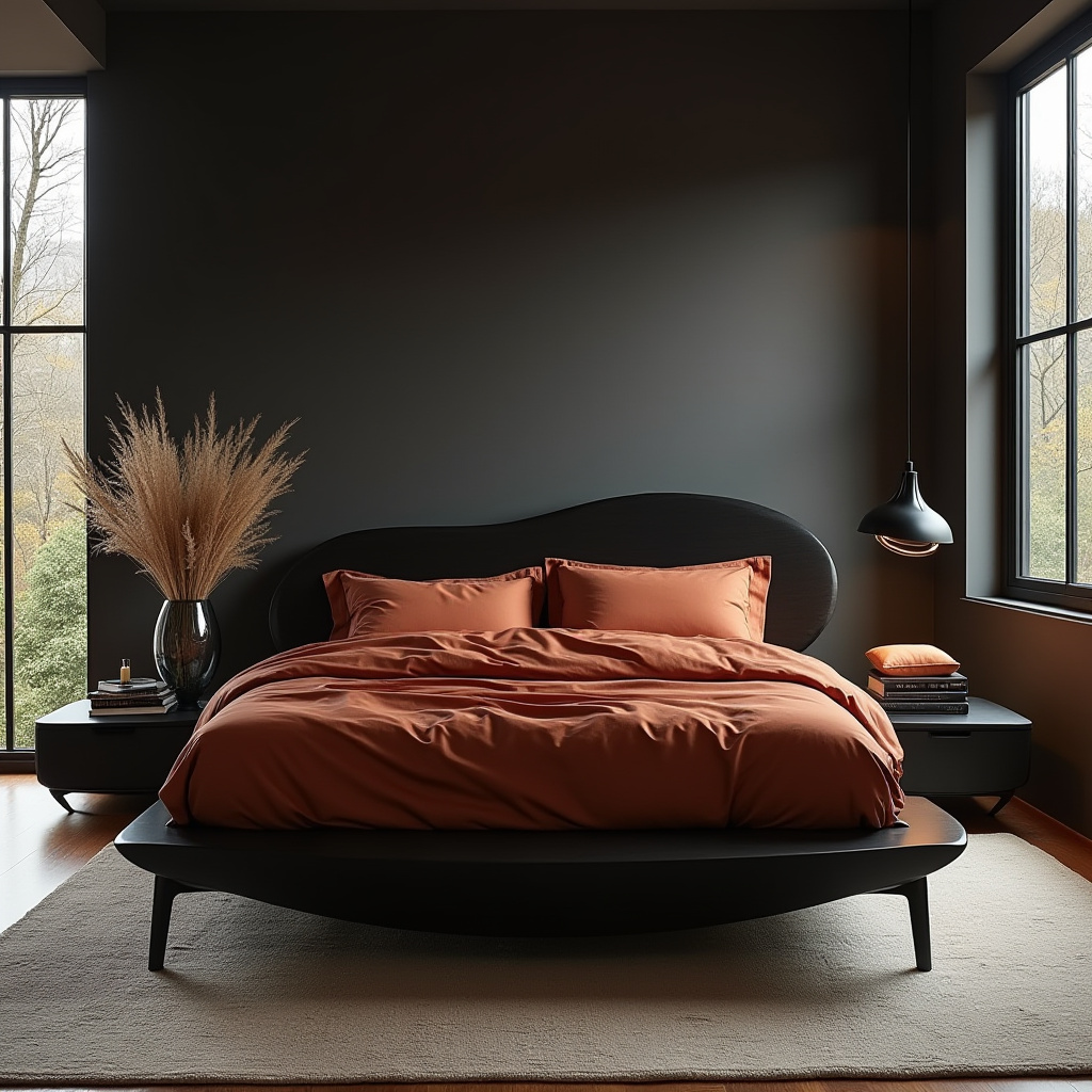 black and terracotta bedroom 34