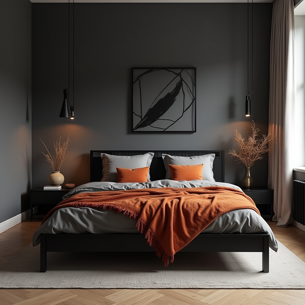 black and terracotta bedroom 35