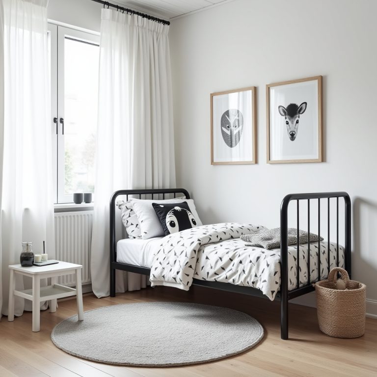 black and white kids room 1