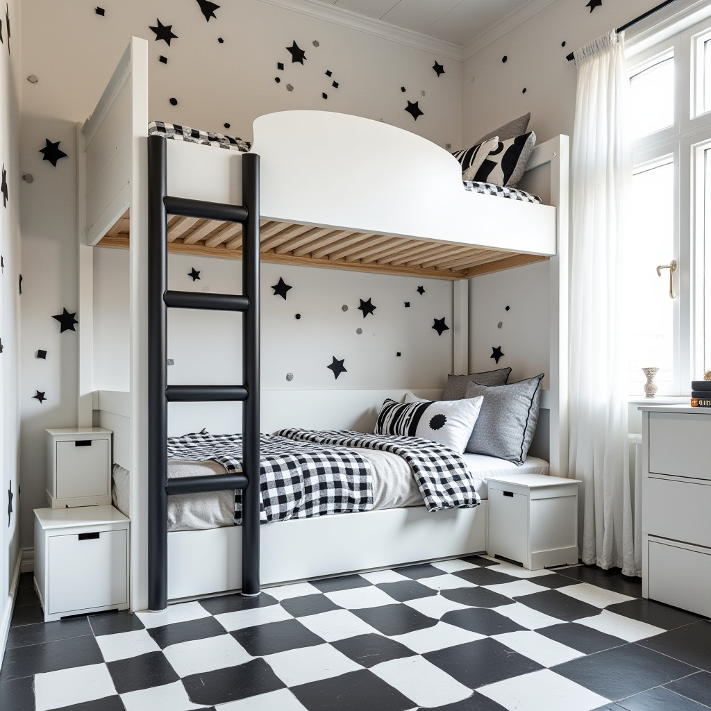black and white kids room 13