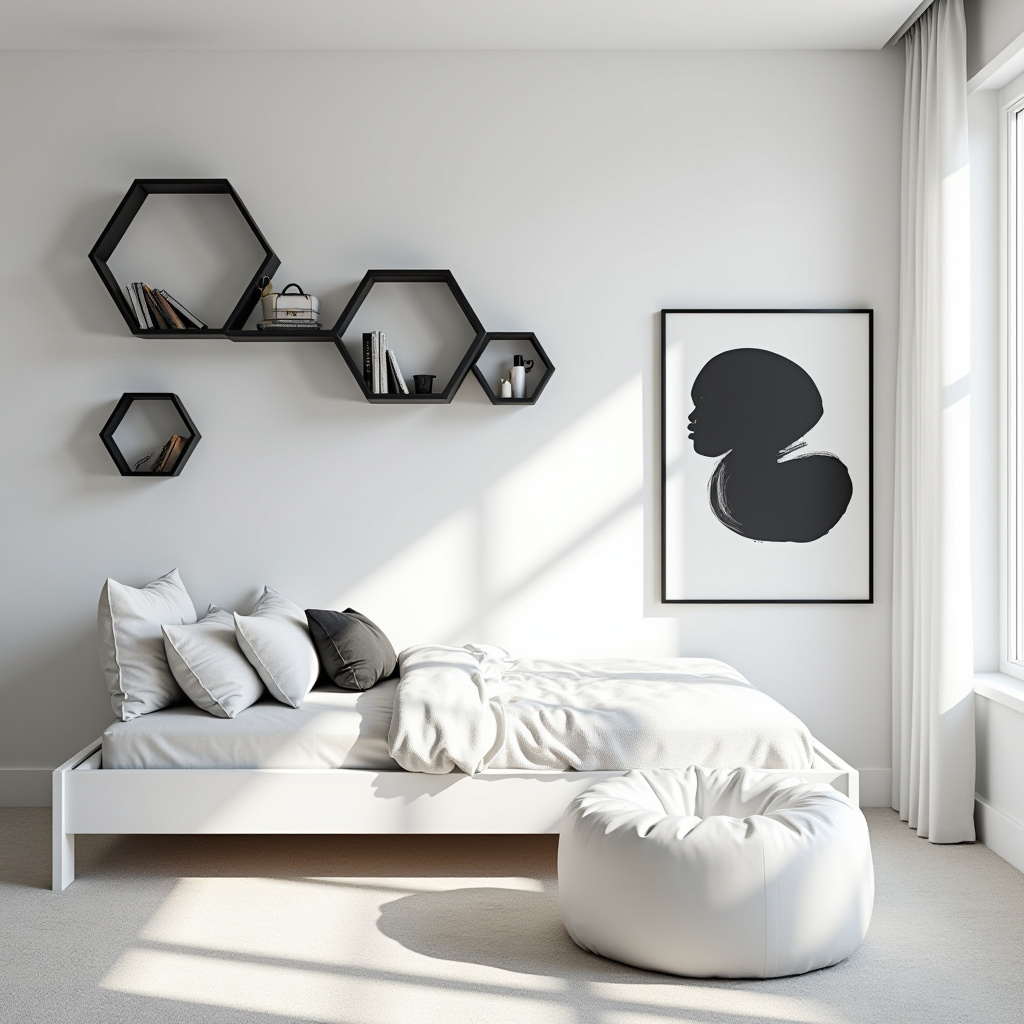 black and white kids room 16