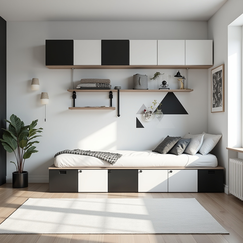 black and white kids room 3