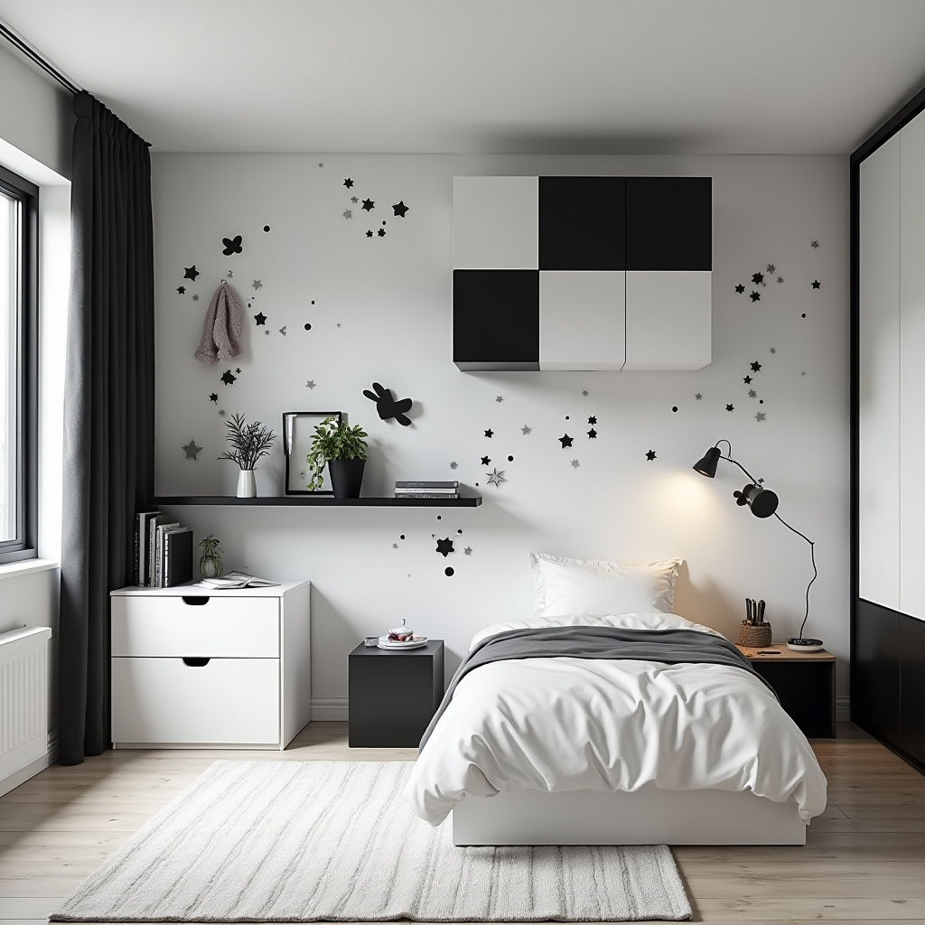 black and white kids room 4