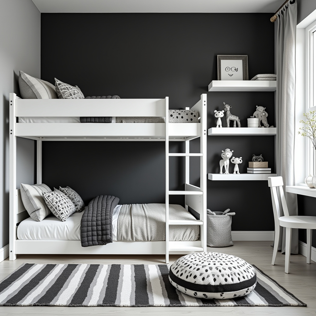 black and white kids room 6