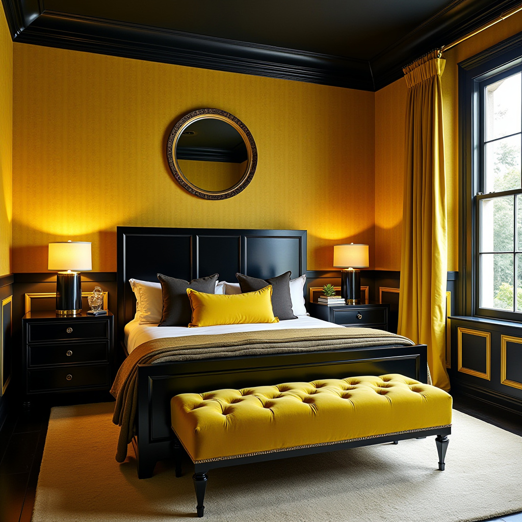 black and yellow bedroom ideas 17