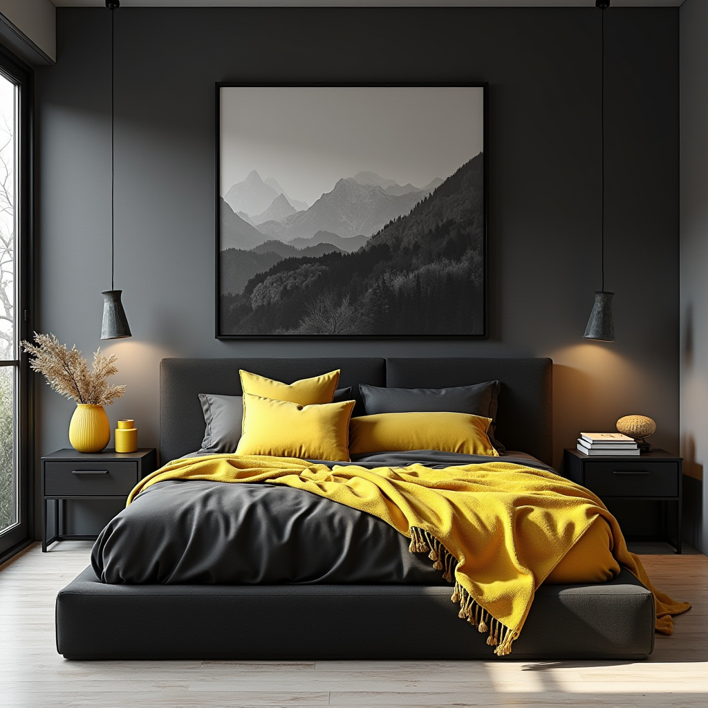 black and yellow bedroom ideas 19