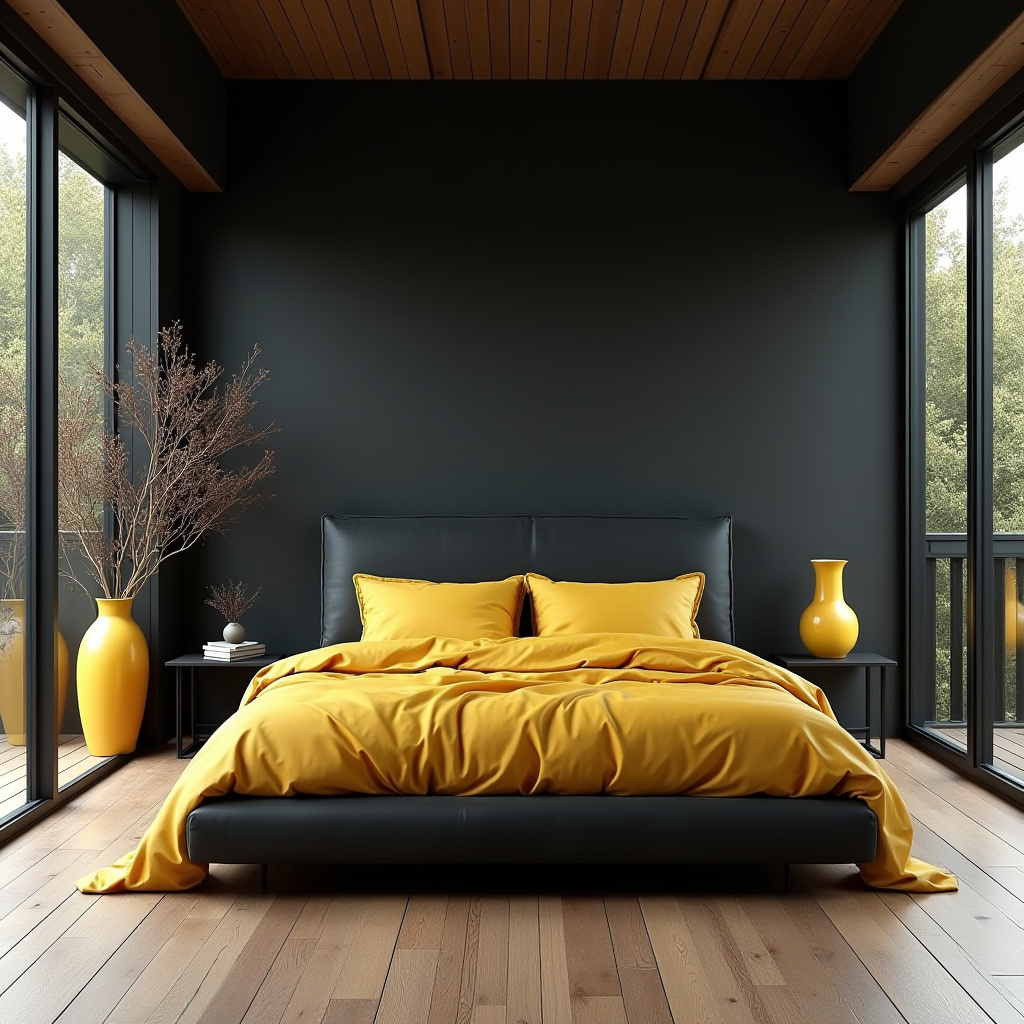 black and yellow bedroom ideas 32