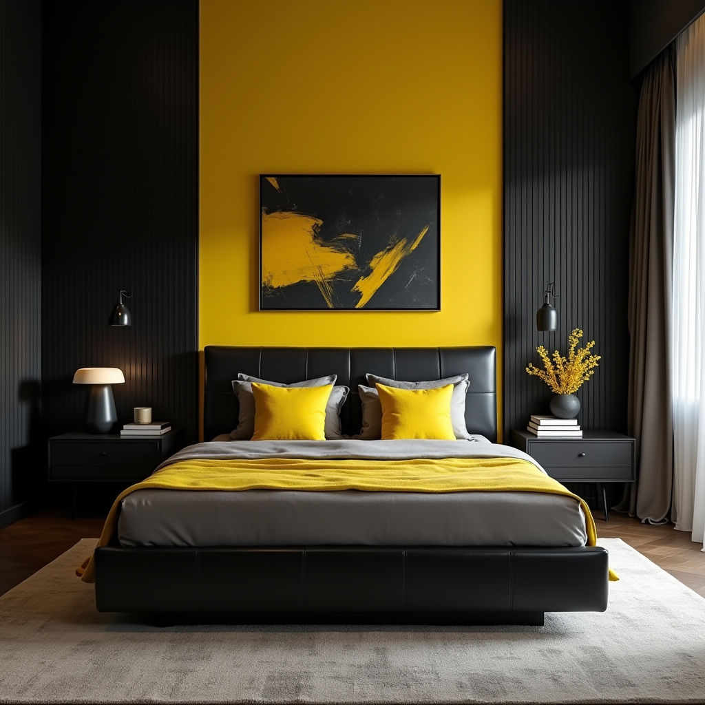 black and yellow bedroom ideas 33
