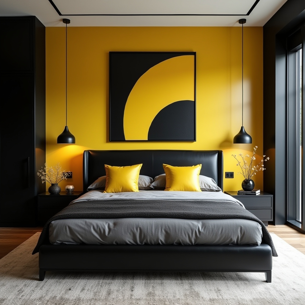 black and yellow bedroom ideas 34