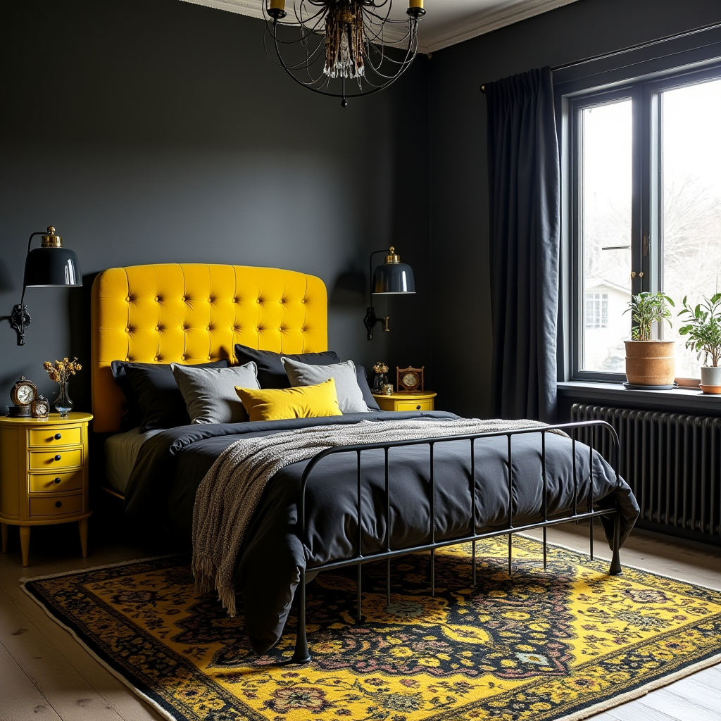black and yellow bedroom ideas 35