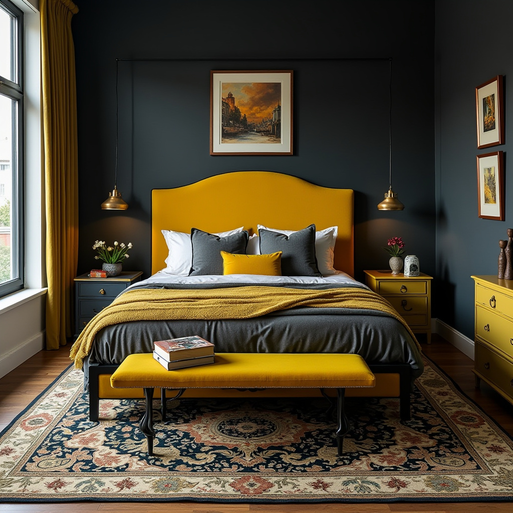 black and yellow bedroom ideas 36