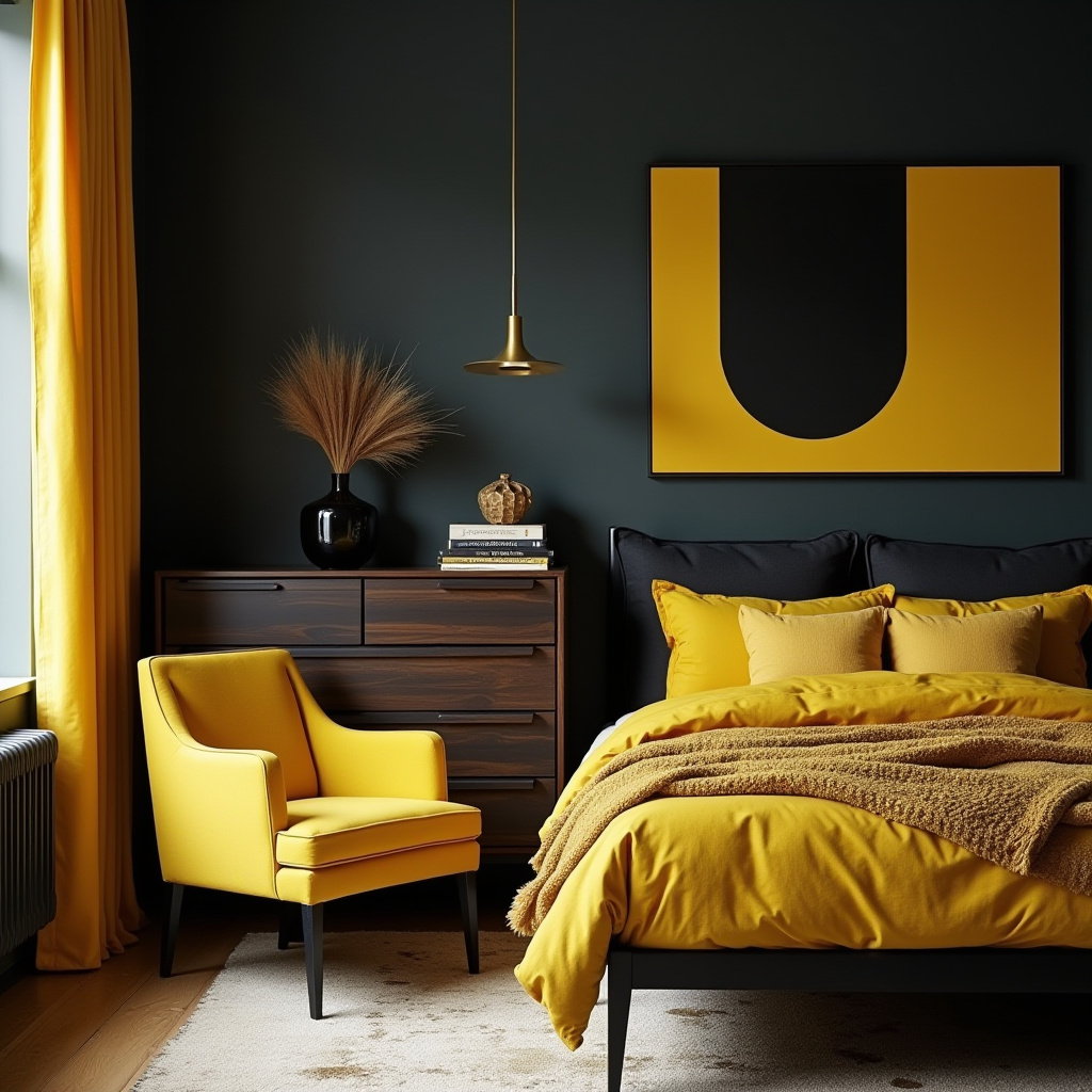 black and yellow bedroom ideas 7