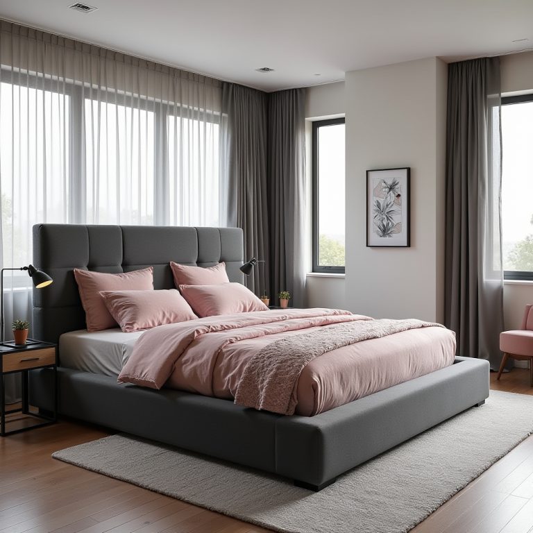 black pink and grey bedroom ideas 1