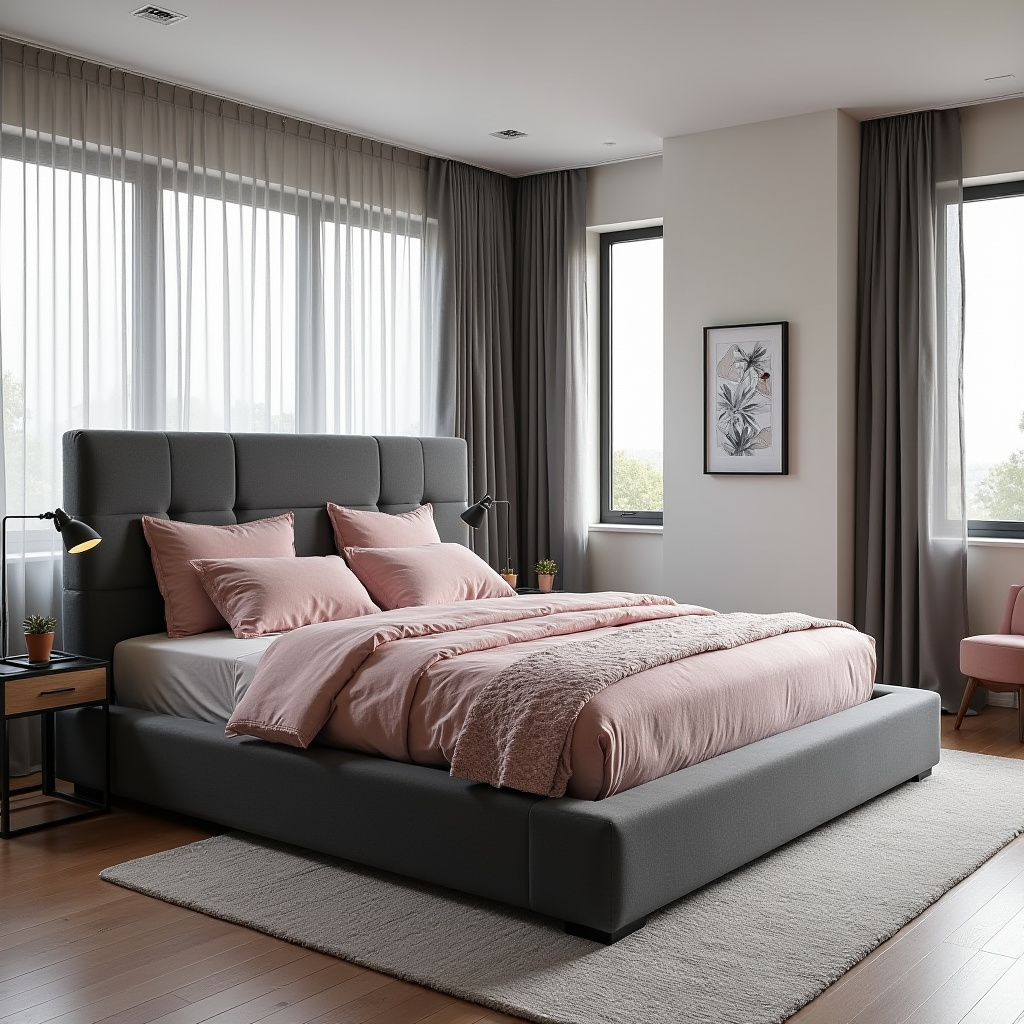 black pink and grey bedroom ideas 1