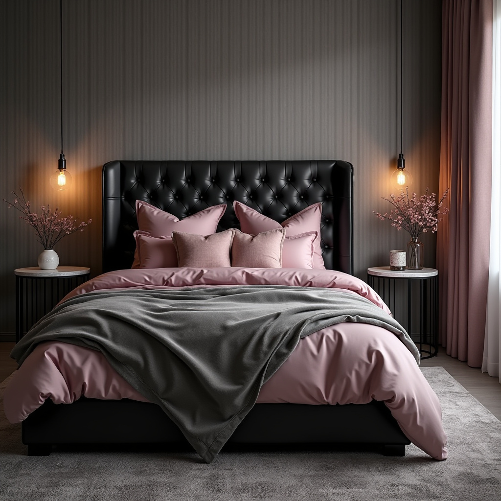 black pink and grey bedroom ideas 12