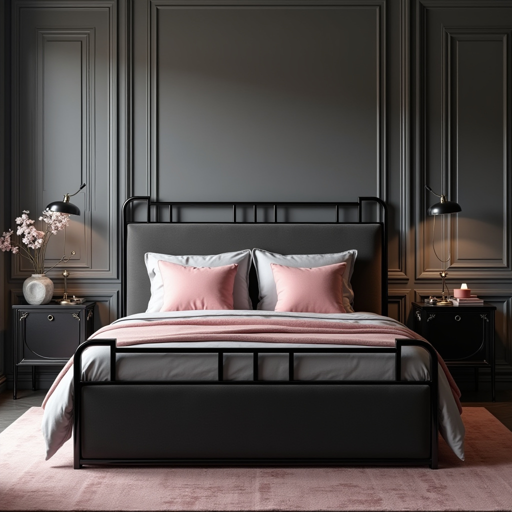 black pink and grey bedroom ideas 29