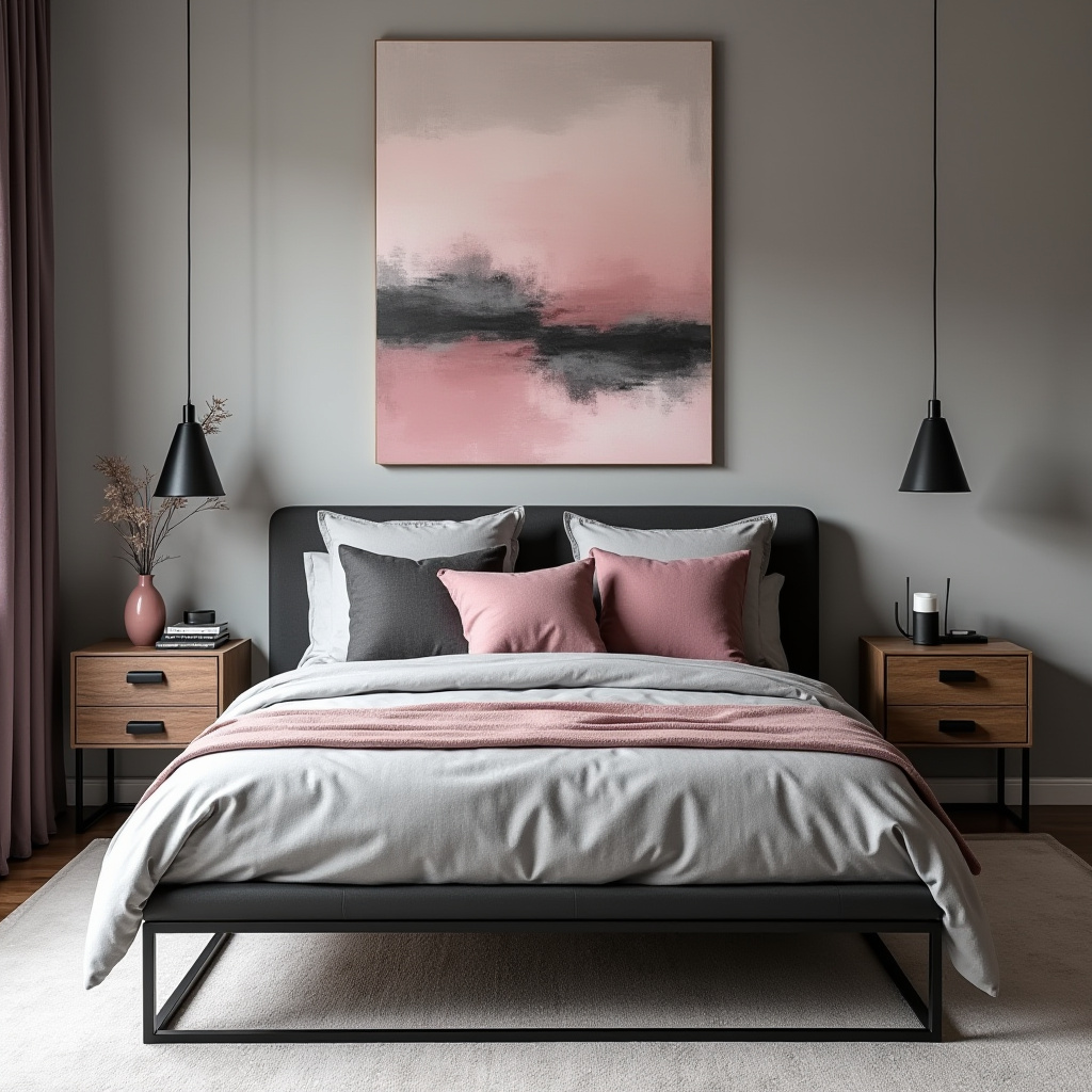 black pink and grey bedroom ideas 3