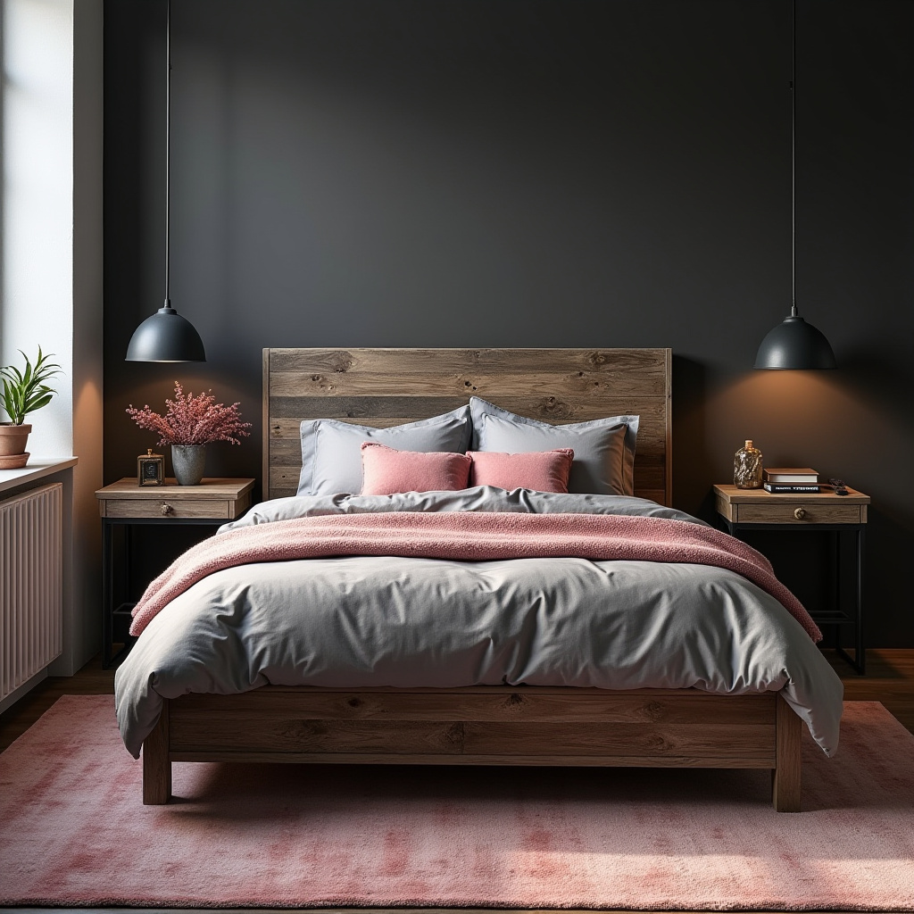 black pink and grey bedroom ideas 33
