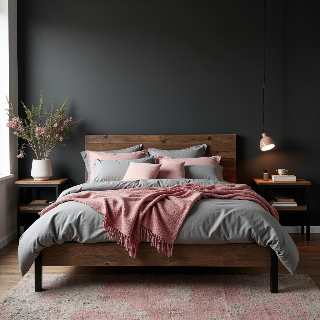 black pink and grey bedroom ideas 34