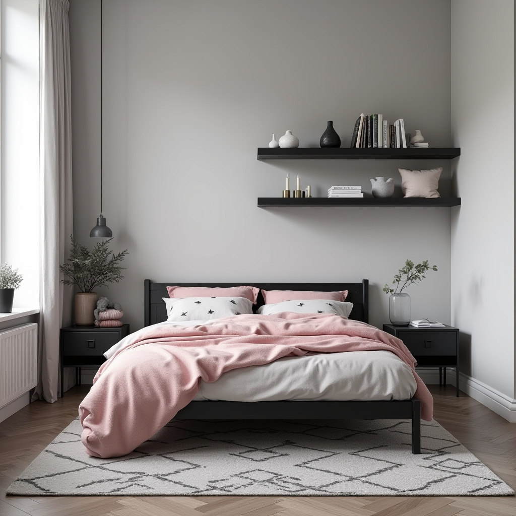 black pink and grey bedroom ideas 35