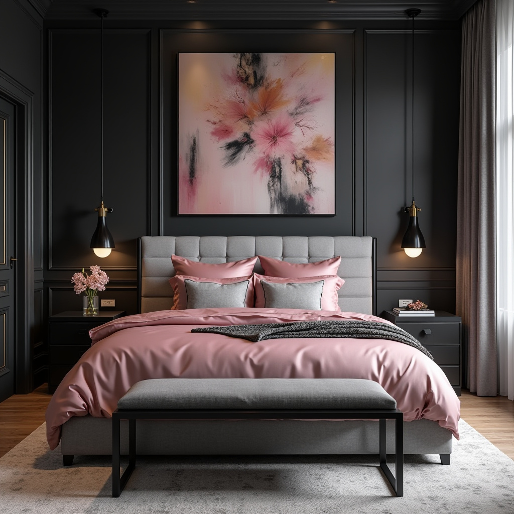 black pink and grey bedroom ideas 39