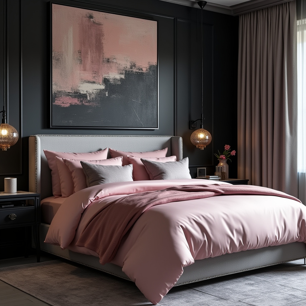 black pink and grey bedroom ideas 40